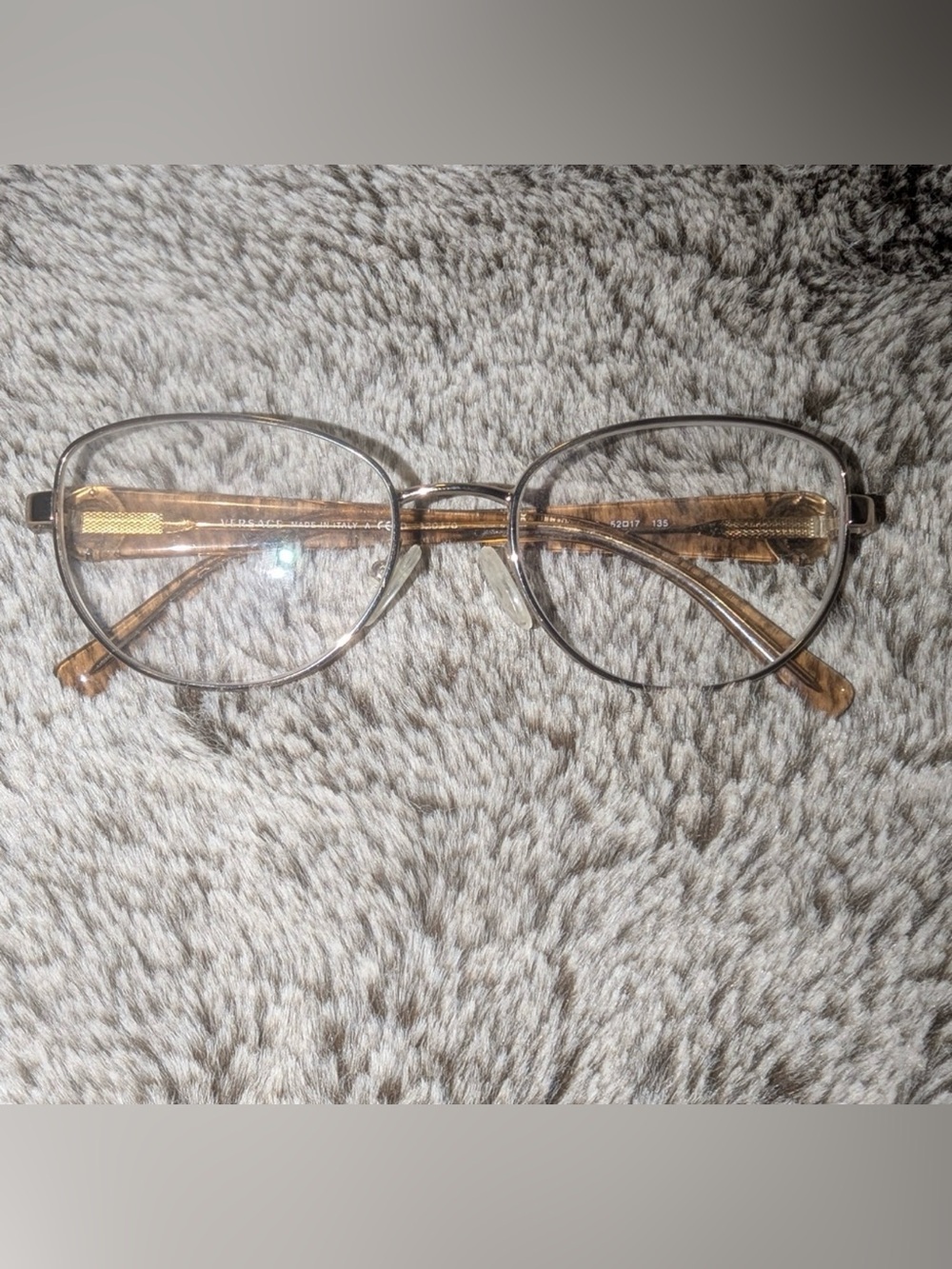 Versace Gold Clear Round Metal Acetate EyeGlasses Frames MOD